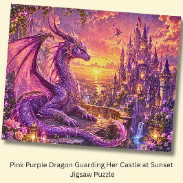 Puzzle Dragón Rosa Púrpura Protegiendo su Castillo al Ata