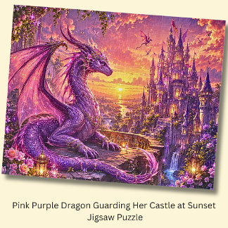 Puzzle Dragón Rosa Púrpura Protegiendo su Castillo al Ata