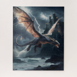 Puzzle Dragón sobre el castillo.