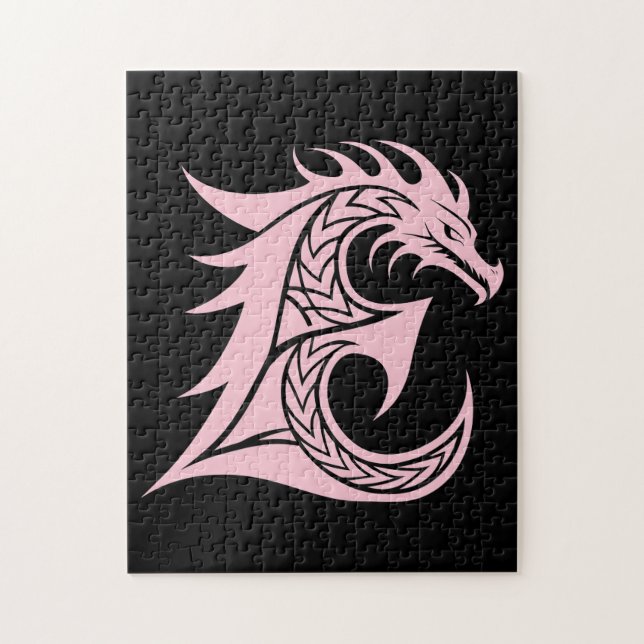 Puzzle Dragon Styled Letter E, Dragon Alphabet, Monogram (Vertical)