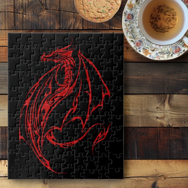 Puzzle Dragón tribal rojo negro (Subido por el creador)