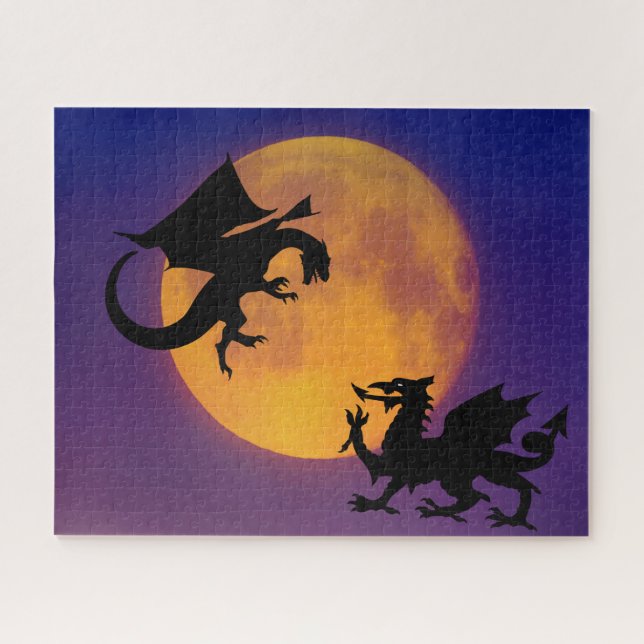 Puzzle Dragon Vs Dragon Silhouette y Moon (Horizontal)