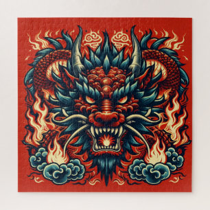 Puzzle Dragón y llamas