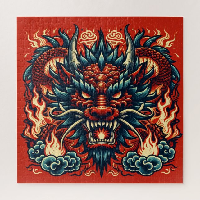 Puzzle Dragón y llamas (Vertical)