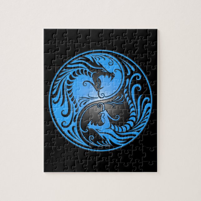 Puzzle Dragones, azul y negro de Yin Yang (Vertical)