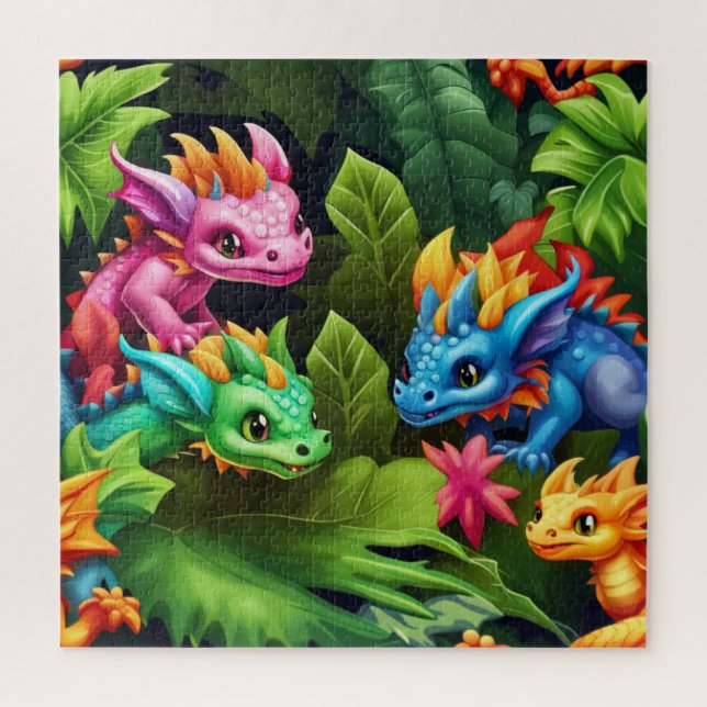 Puzzle Dragones para bebés y vegetación (Vertical)