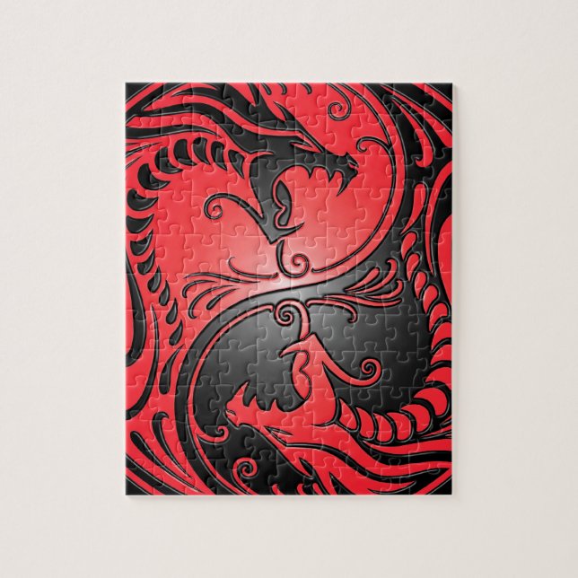 Puzzle Dragones, rojo y negro de Yin Yang (Vertical)
