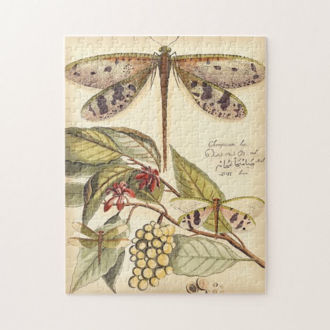 Puzzle Dragonflies con hojas y fruta (Vertical)