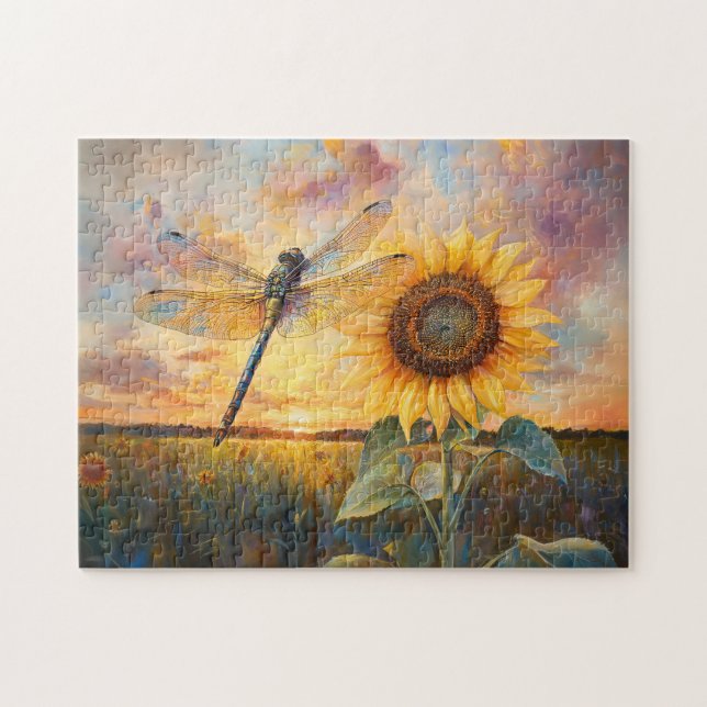 Puzzle Dragonfly irlandés Rústico girasol (Horizontal)