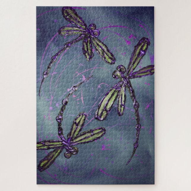 Puzzle Dragonfly Purple Night Flit (Vertical)