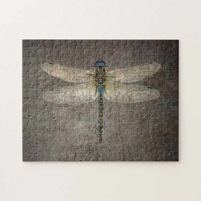 Puzzle Dragonfly sobre el fondo de la piedra gris (Horizontal)