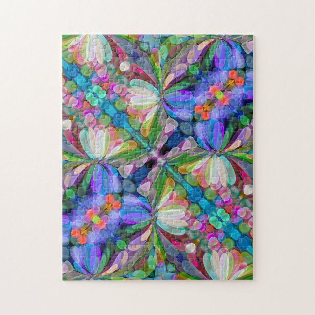Puzzle Dragonfly Wildflower Garden Abstract Floral (Vertical)