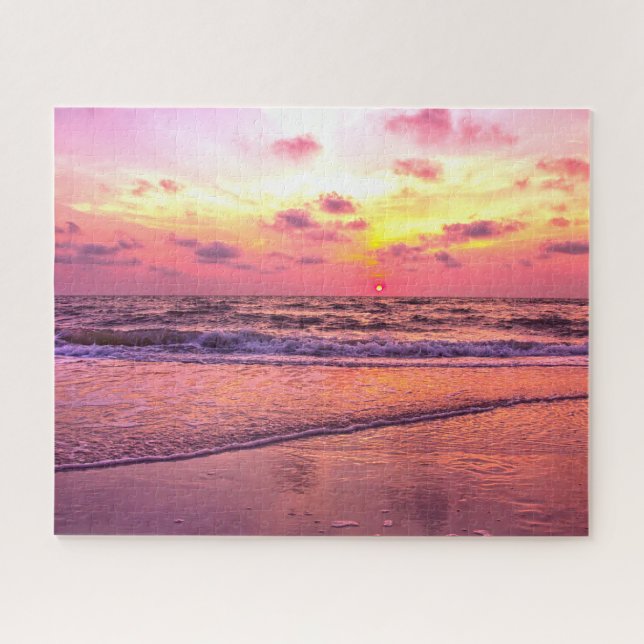 Puzzle Dramatic Pink Sunset Over Ocean In Naples, Florida (Horizontal)