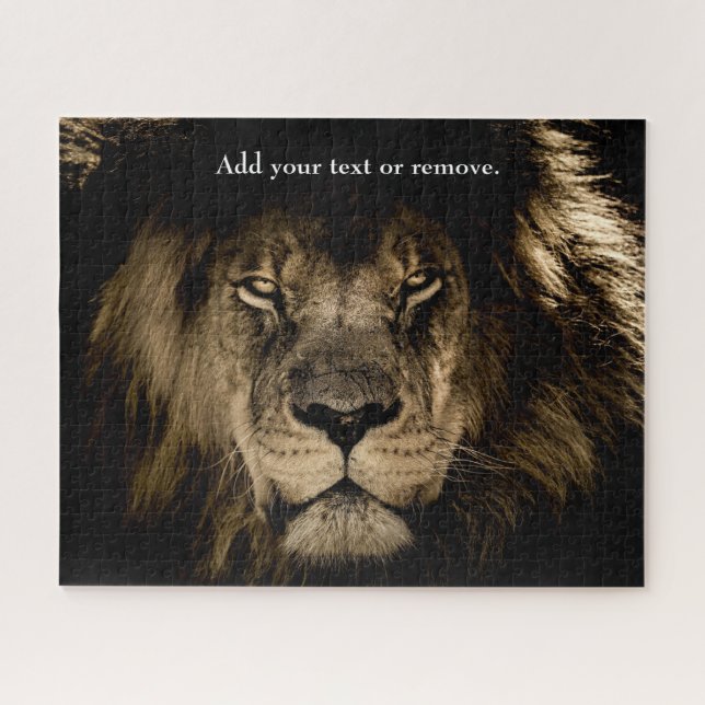 Puzzle Dramática foto de un león africano, (Horizontal)