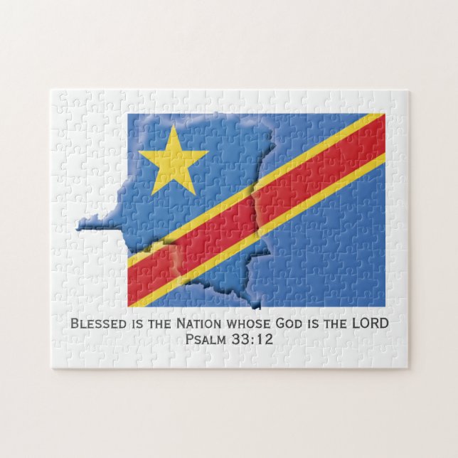 Puzzle DRC CONGO | Nación Bendecida | BANDERA CONGOLEÑA (Horizontal)