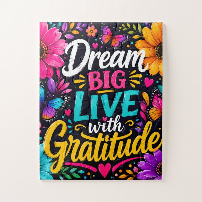 Puzzle Dream Big Live with Gratitude-Butterfly Inspiratio (Vertical)