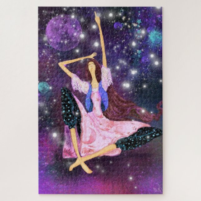 Puzzle Dreaming Chica Recogida de dibujos fantasía cuento (Vertical)