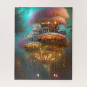 Puzzle Dreamy Pink Treehouse Digital Art