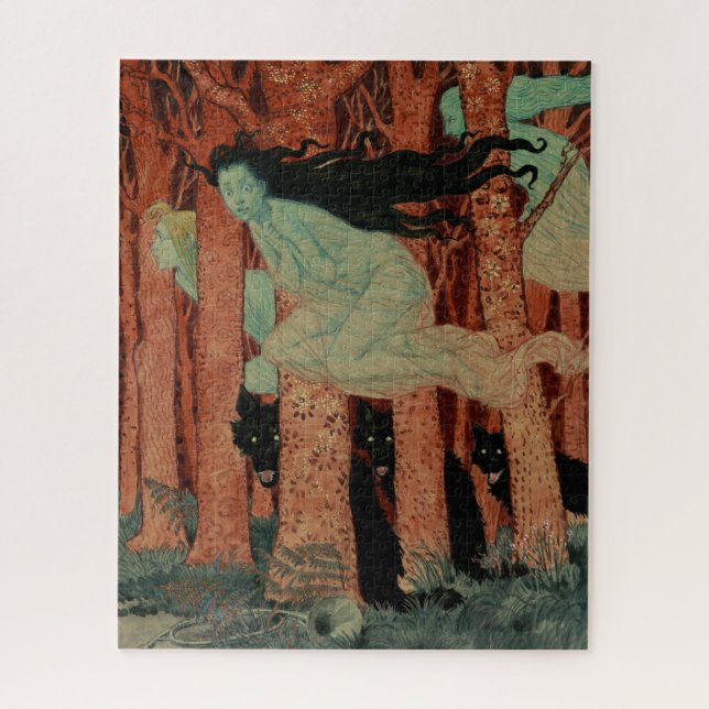 Puzzle Drei Frauen With Black Wolves Grasset Art (Vertical)