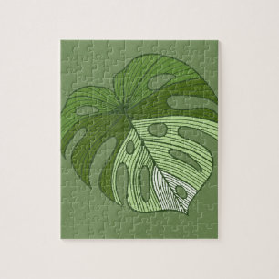 Puzzle Dril de algodón verde
