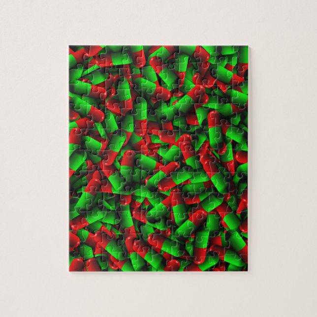 Puzzle drogas de pastillas verdes rojas (Vertical)