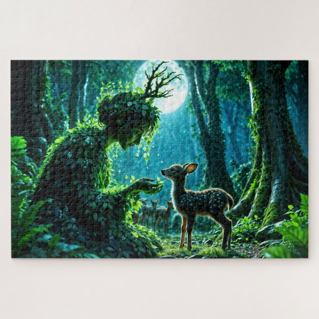 Puzzle Dryad queen of the enchanted forest at night art (Horizontal)