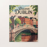 Puzzle Dublín Irlanda Ilustracion Viajes de arte<br><div class="desc">Diseño de viaje vectorial retro de Dublín. Sus edificios históricos incluyen el castillo de Dublín,  que data del siglo XIII,  e imponente catedral de San Patricio,  fundada en 1919.</div>
