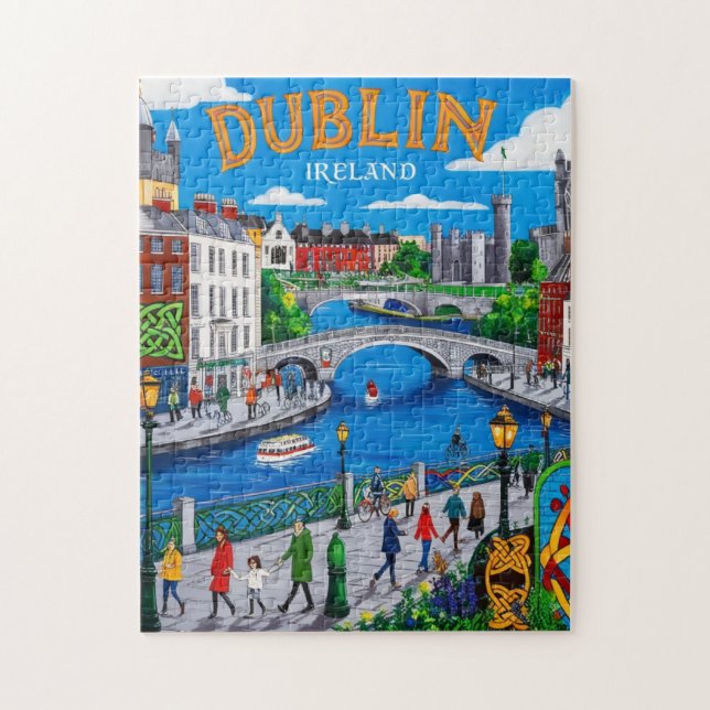 Puzzle Dublín Irlanda Viaje a la vieja usanza (Vertical)