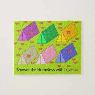 Puzzle Duchar a los sin hogar con amor