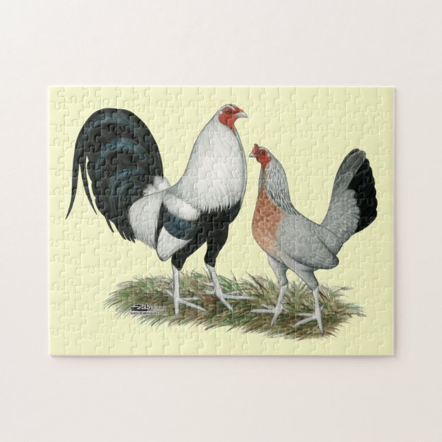 Puzzle Duckwing de plata Gamefowl (Horizontal)