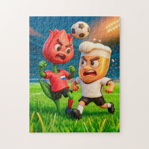 Puzzle Duelo de fútbol entre tulipán holandés y vaso de c
