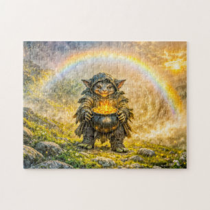 Puzzle Duende de fantasía dinámico con olla de oro bajo a