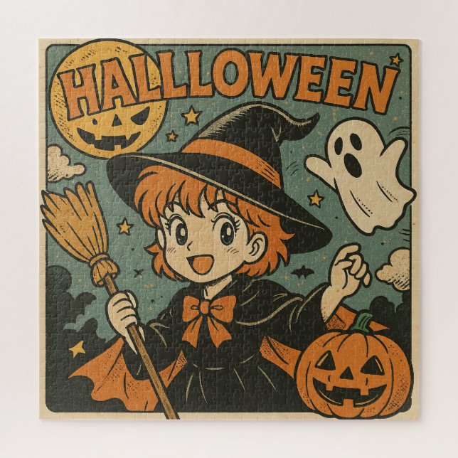 Puzzle Dulce caricatura japonesa retro de Halloween (Vertical)