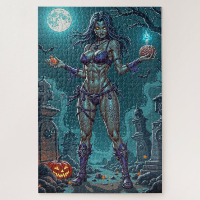 Puzzle Dulce de Halloween o Novia Zombie con Sesos (Vertical)