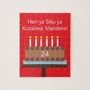 Puzzle Dulce pastel de cumpleaños de chocolate - Swahili: