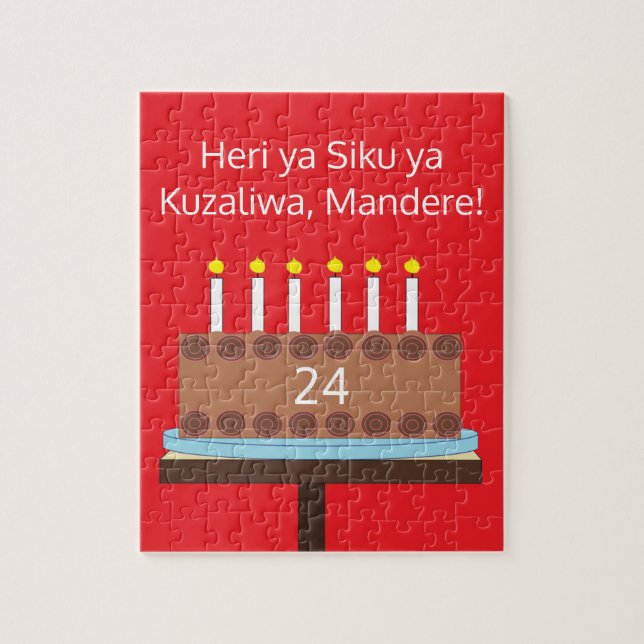 Puzzle Dulce pastel de cumpleaños de chocolate - Swahili: (Vertical)
