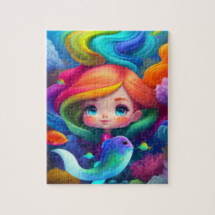 Puzzle Dulce Sirena Pequeña Colorida y Linda