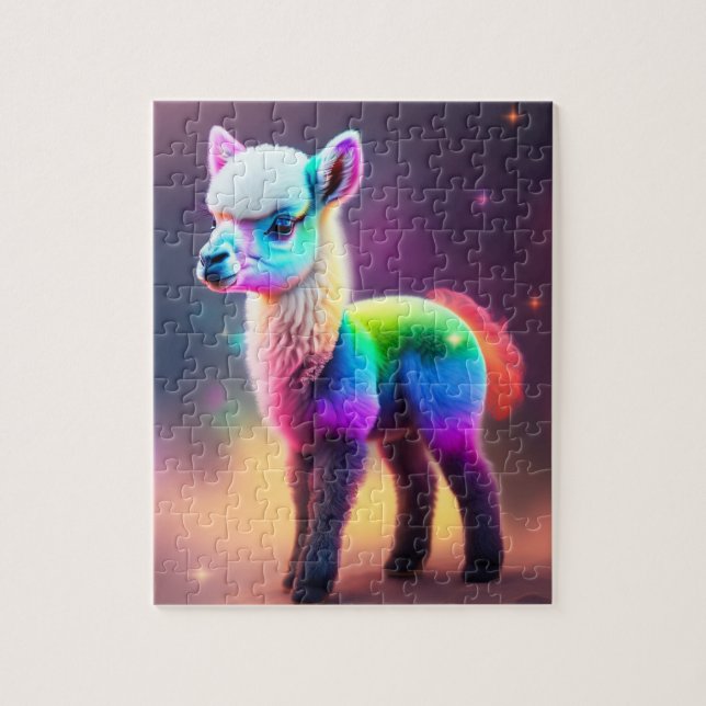 Puzzle Dulce y colorida Cute Fluffy Little Llama (Vertical)