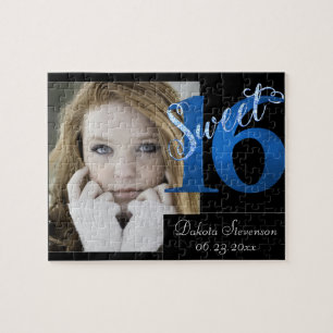 Puzzle Dulces 16   Blue 16th Birthday Photo Keepsake