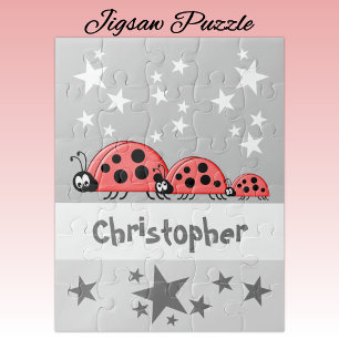 Puzzle Dulces mariquitas estrellas nombre gris niños