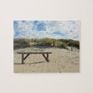 Puzzle Dunas de arena con valla de madera