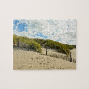 Puzzle Dunas de arena con valla de madera