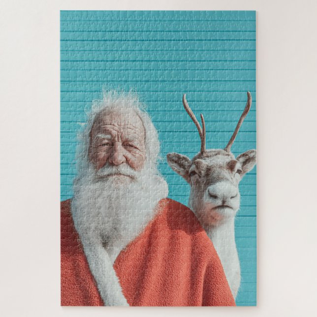 Puzzle Dúo Navideño de Santa y Reno (Vertical)