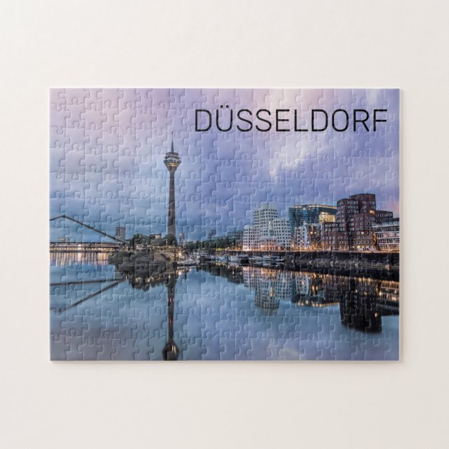 Puzzle Dusseldorf Skyline Alemania Holiday Sunset Souveni (Horizontal)