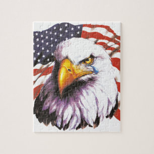 Puzzle Eagle calvo con un rasgón - bandera de los
