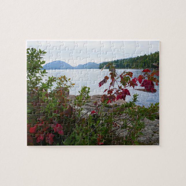 Puzzle Eagle Lake y hojas de arce rojas I (Horizontal)