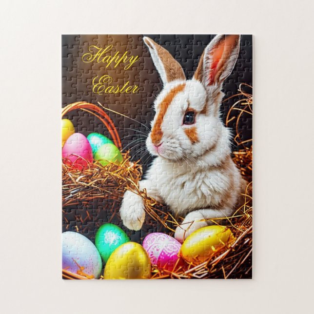 Puzzle Easter Bunny Basket & Eggs   (Vertical)