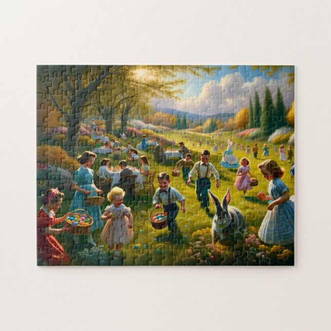 Puzzle Easter Egg Hunt Springtime Picnic Family Fun (Horizontal)