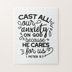 Puzzle Echa Toda Tu Ansiedad – 1 Pedro 5:7 Versículo Bíbl