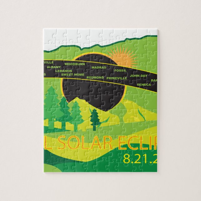 Puzzle Eclipse solar total 2017 a través del mapa de las (Vertical)